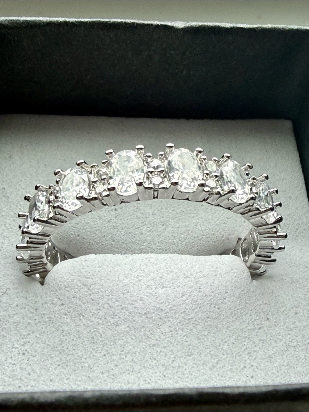 NEW! 14k White Gold Plated Crystal Eternity Band Ring - 9.5